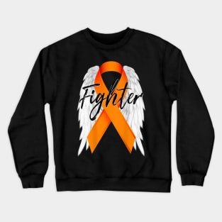 Leukemia Cancer Shirt Survivor Fighter Wings Orange Ribbon Crewneck Sweatshirt